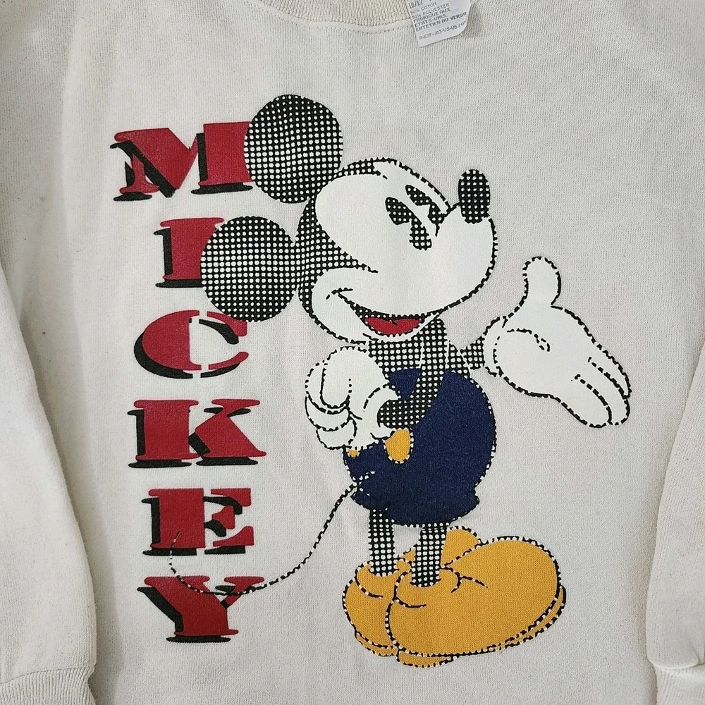 VTG 90s Disney Mickey Mouse Graphic Big Logo Crewneck Sweatshirt Sz Youth Medium